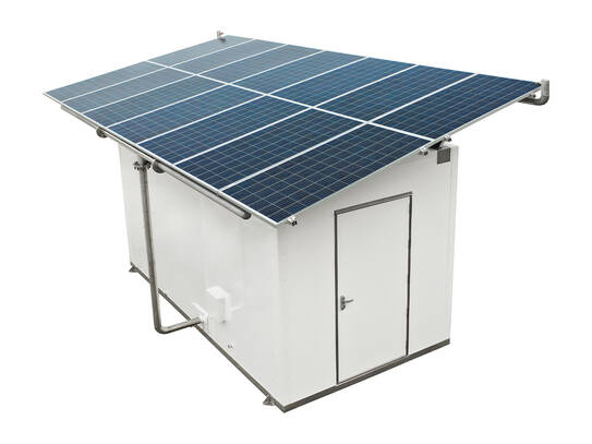 Shelter with VARICOOL (cascaded) and photovoltaik modules